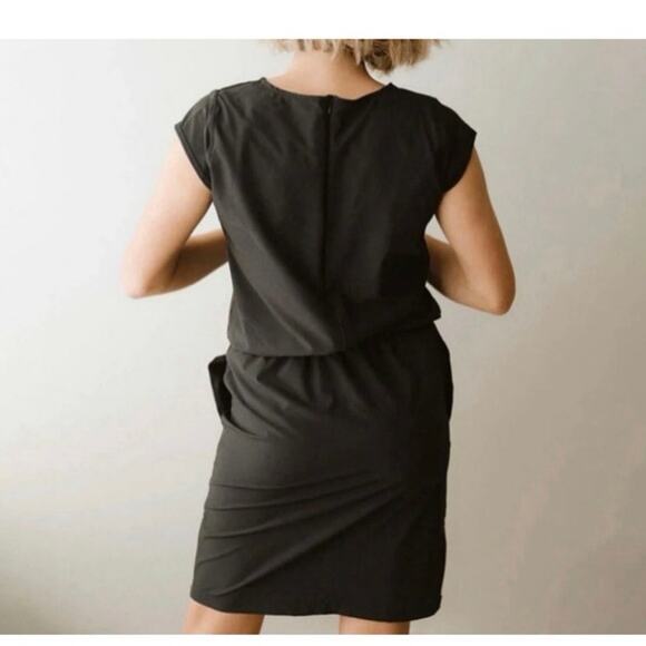 Albion Going Places Dress Black Cap Sleeves Drawstring Waist Women’s L Tall NWT - Picture 12 of 12